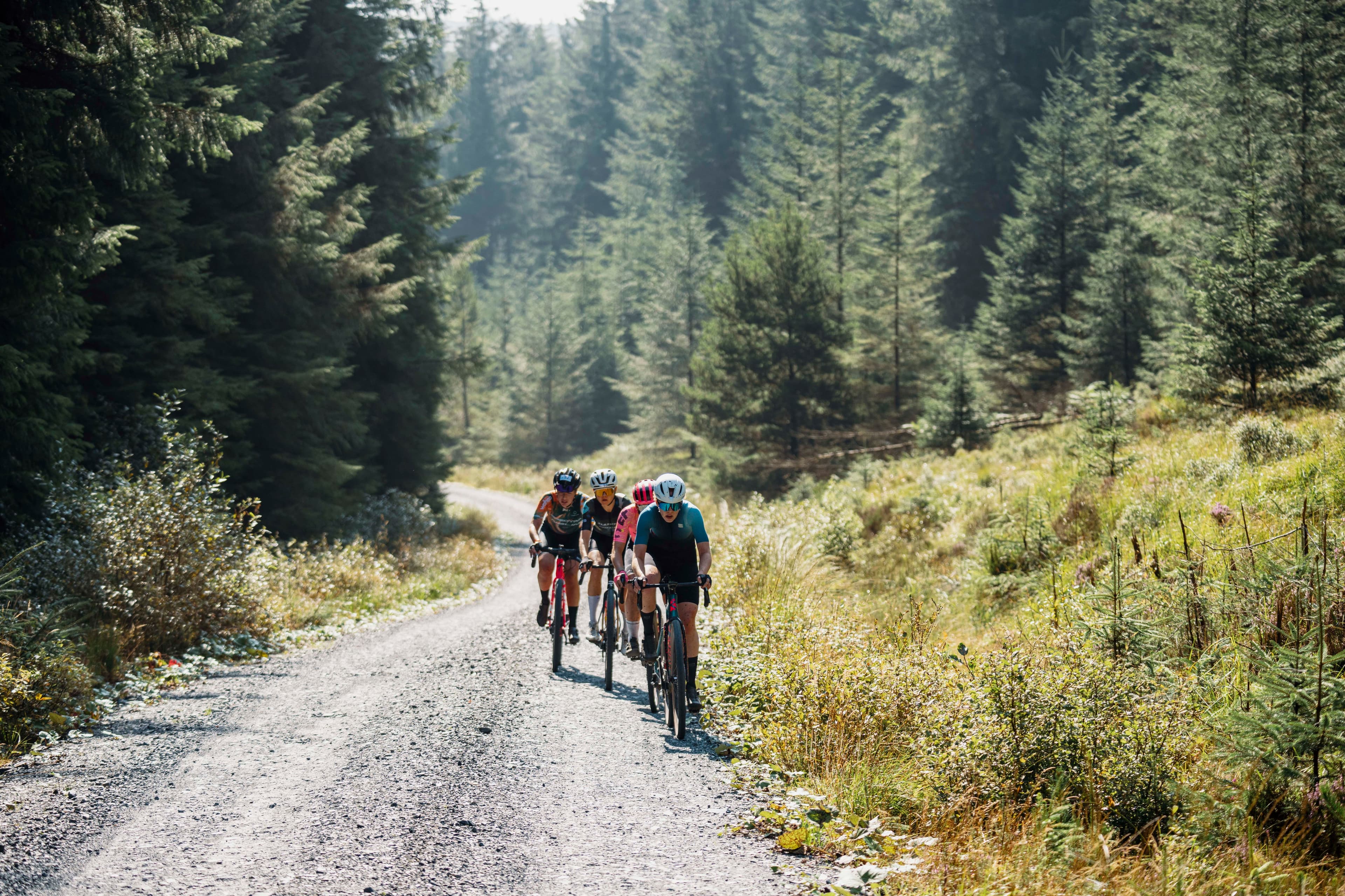 Cyclists gravel biking
